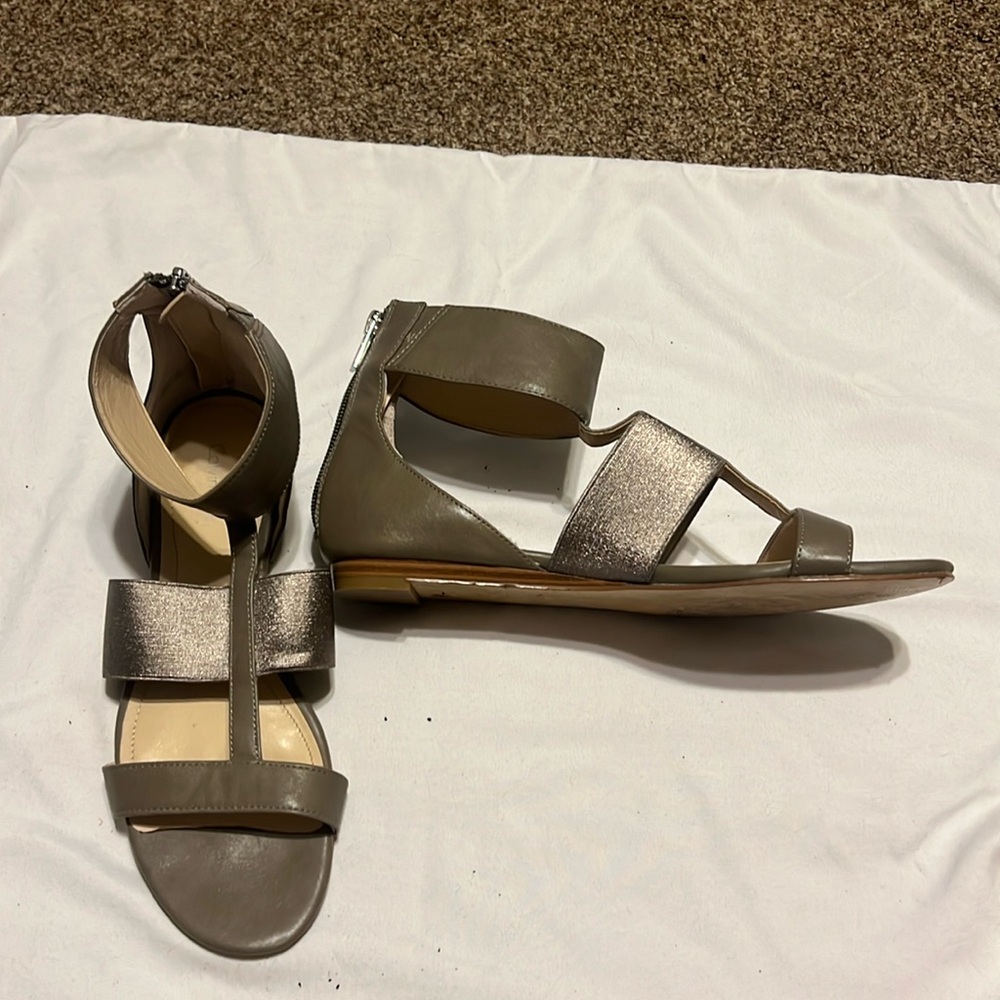 Calvin Klein sage green ankle strap flat sandals.